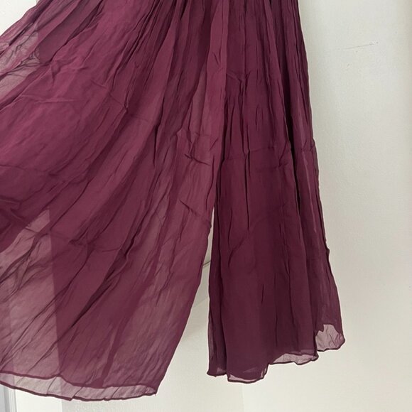 Mauve And Grape Purple Palazzo Suit With Front Slit Anarkali - Picture 6 of 8